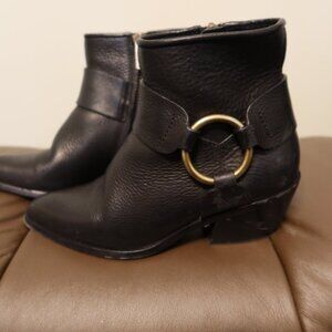 $775 Pedro Garcia Aden moto boots in black leather with harness 36 1/2 box incl